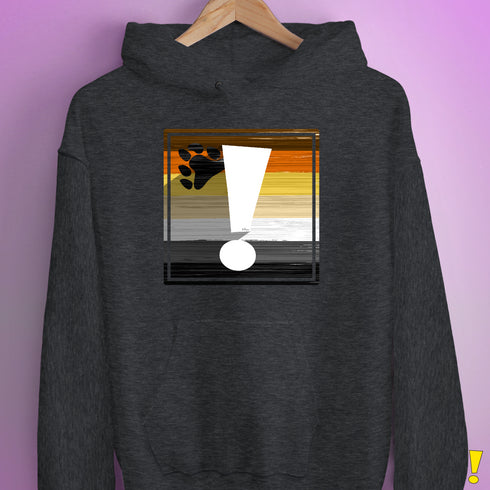 Bear Pride Flag Exclamation Point Hoodie - Dark Grey Heather